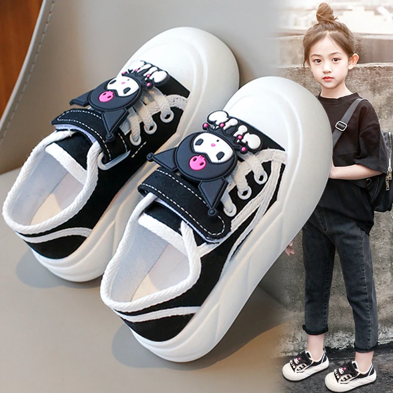 品牌库洛米女童小女孩鞋子鞋帆布鞋板鞋宝宝运动软底单鞋高能感