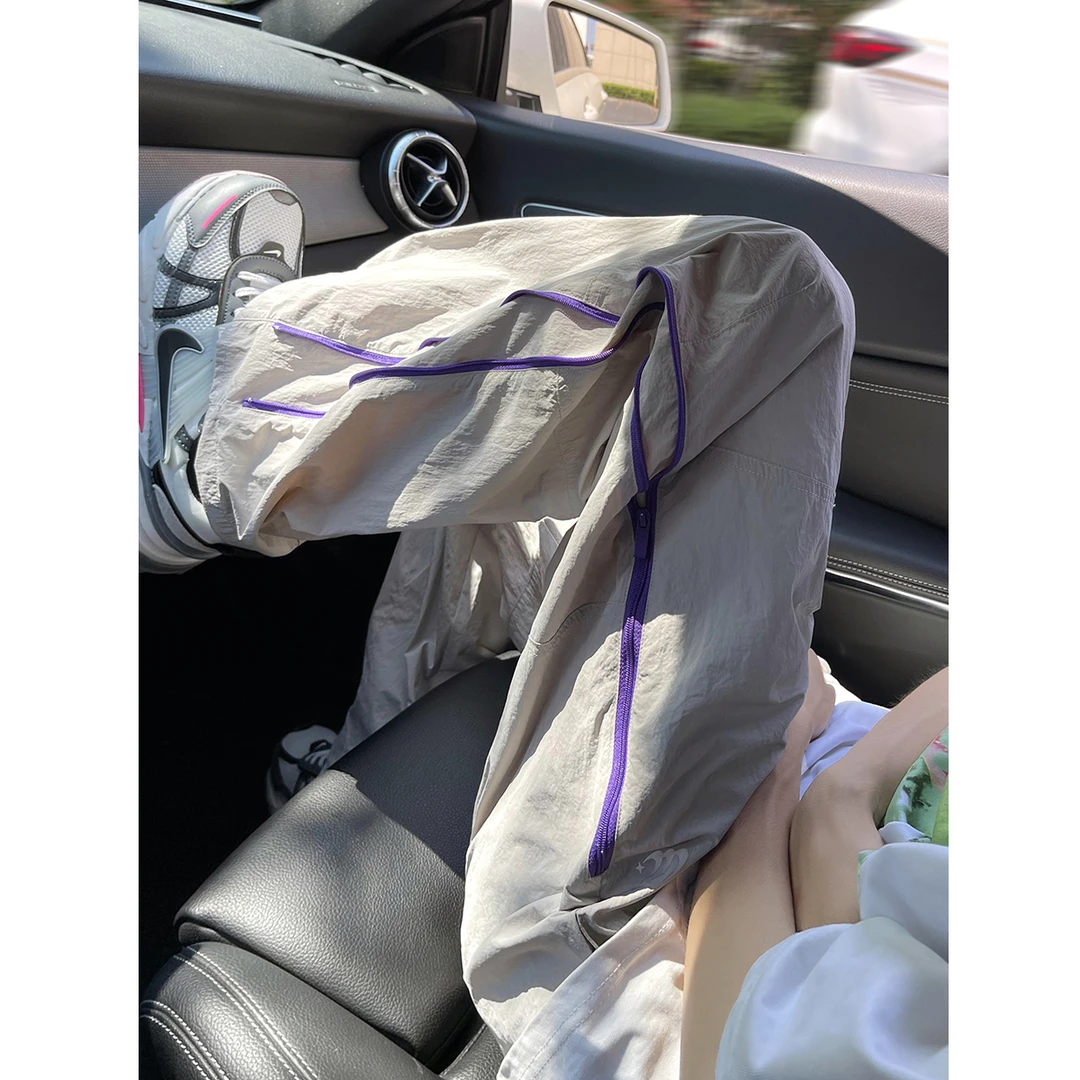 美式速干休闲裤男士夏季薄款2025新款青少年宽松大码直筒痞帅裤子