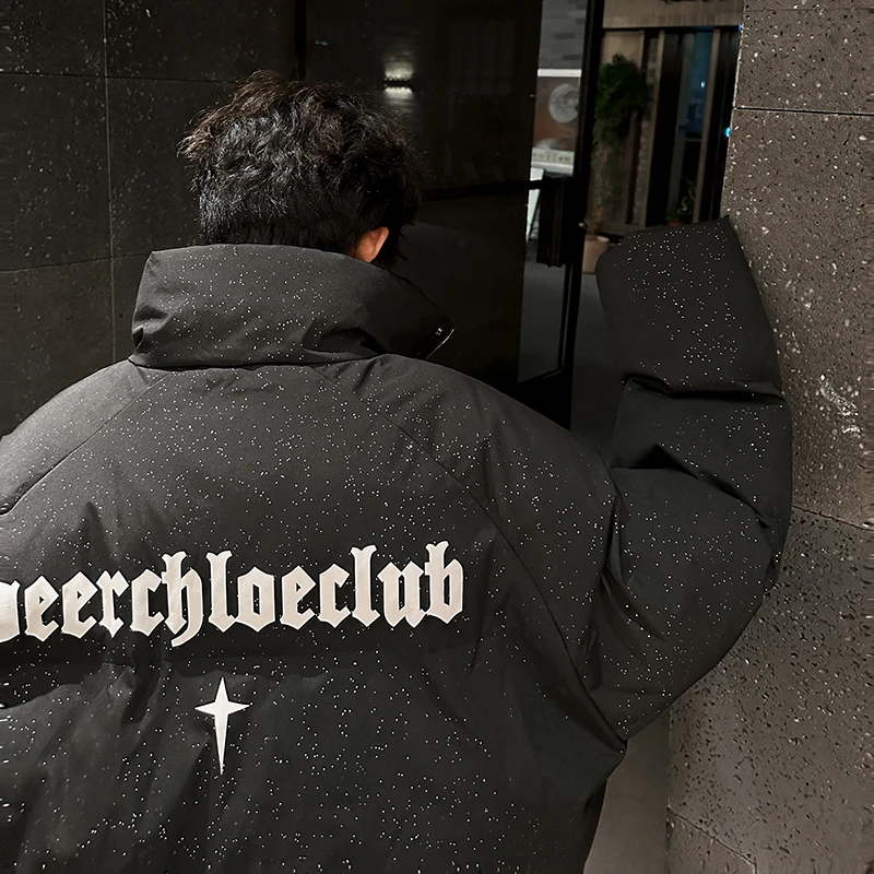 满天星轻薄休闲棉服男款潮牌冬季加厚美式外套欧美街头短款面包服