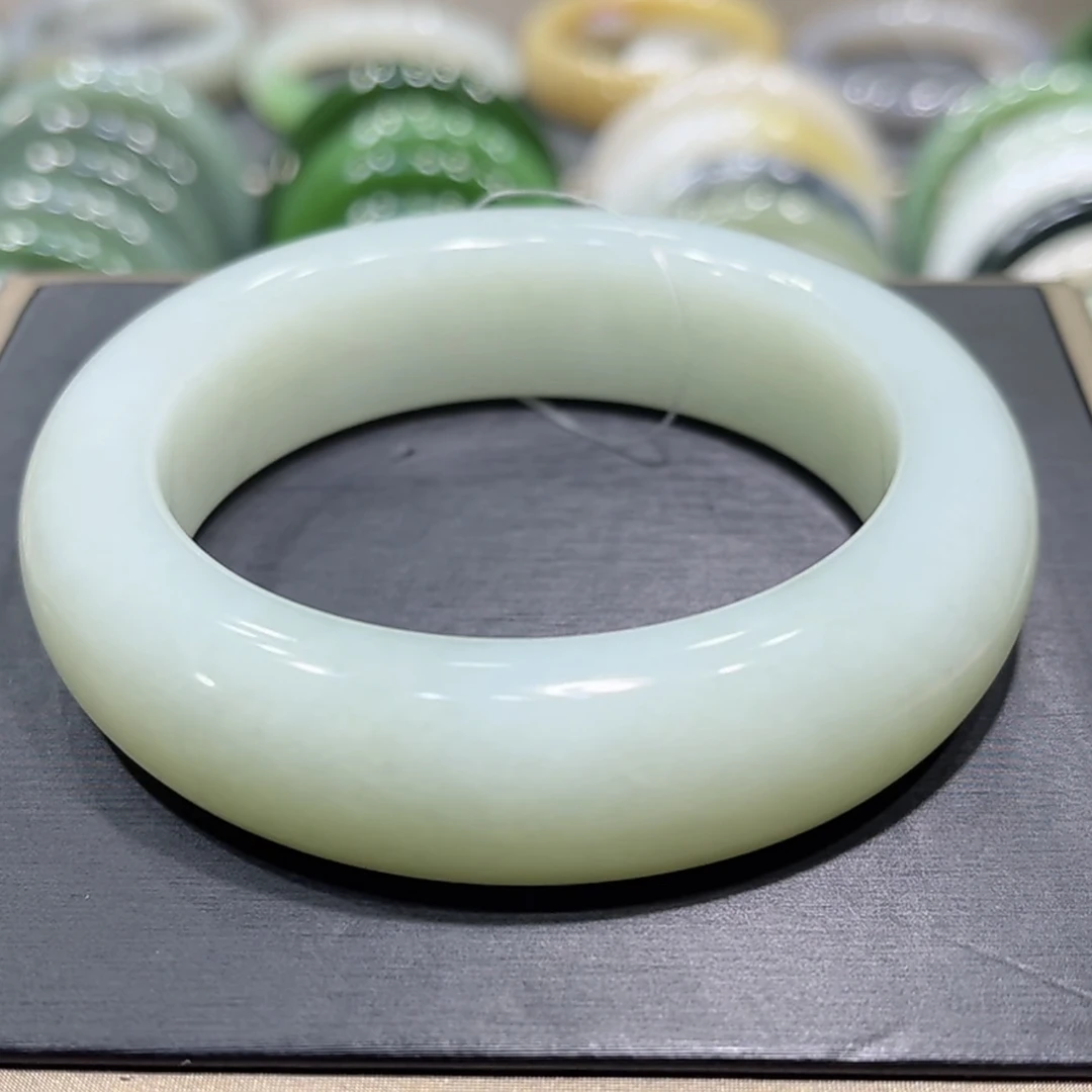 和田玉新疆且末蓝手镯58-59圈口（宽版）