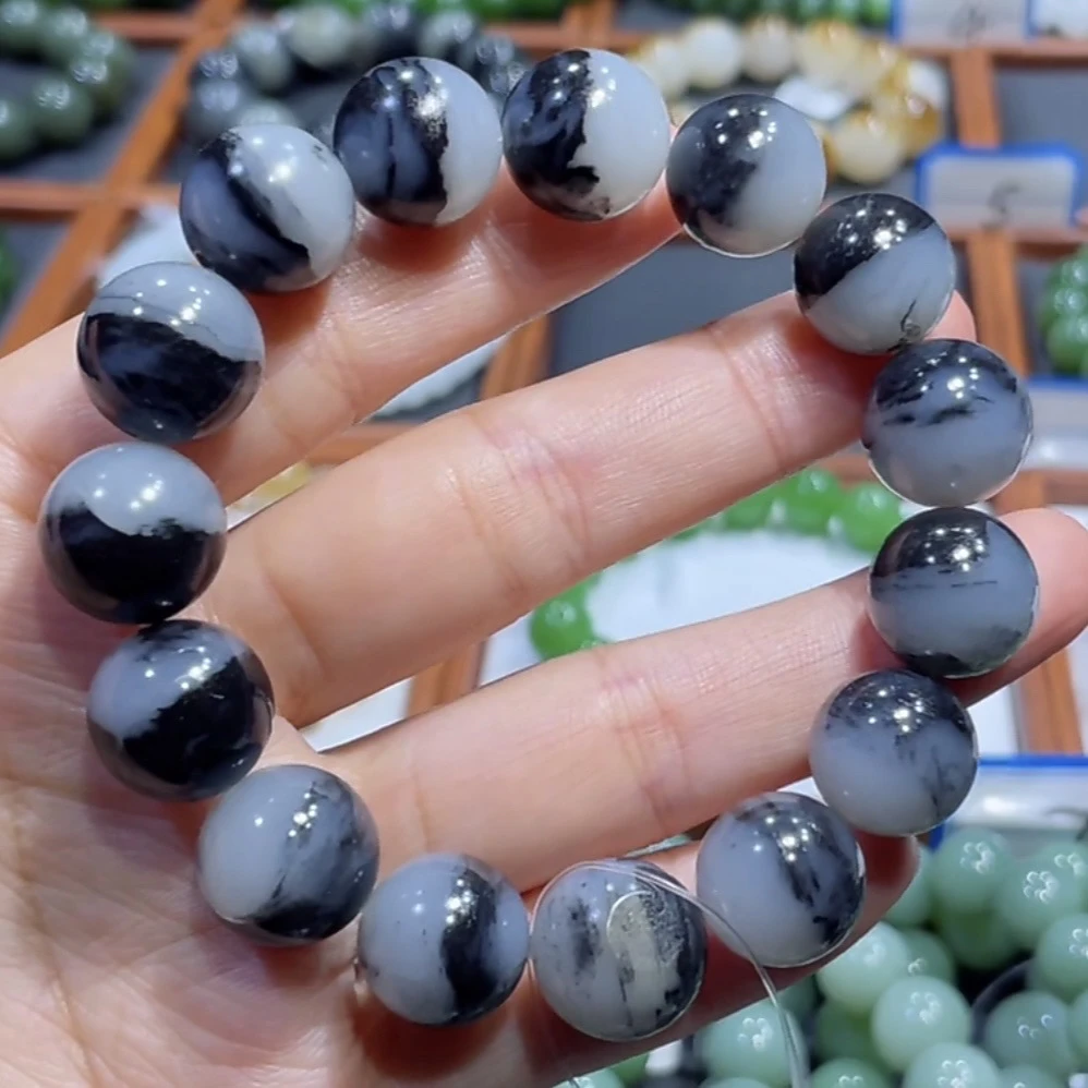 收藏级！新疆和田玉聚宝盆青花籽手串14mm