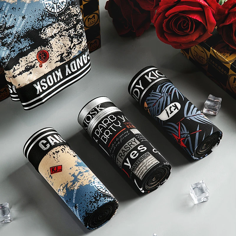 Candy Kiosk人参枸杞100棉裆男士内裤男生透气大码平角四角内裤