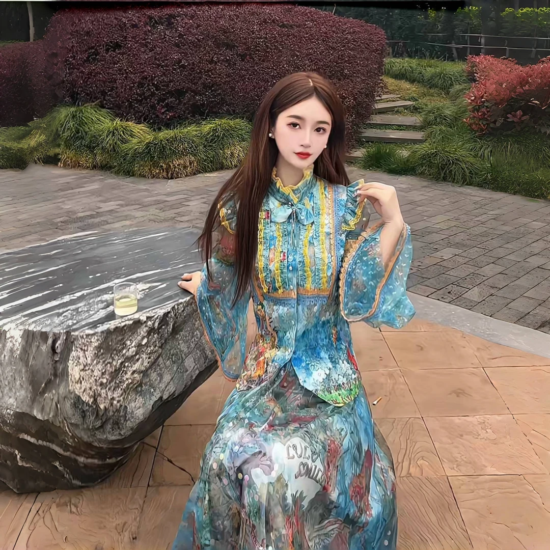 亚町家原创《柏林少女》仙女系显瘦反季上衣加半裙两件套2525凯瑞