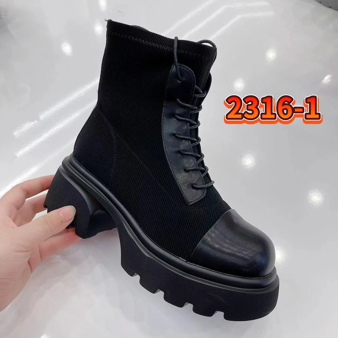 格姐家~秋款系带后拉链气质小短靴2316-1（跟高6cm左右）