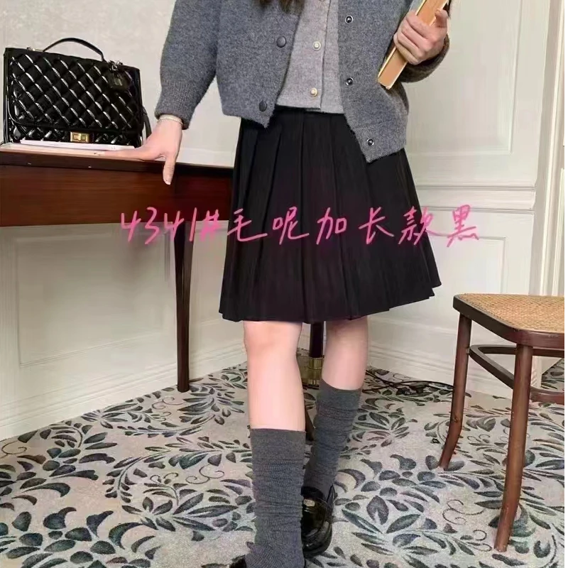 格姐家~秋冬款加长超显瘦百褶裙4341