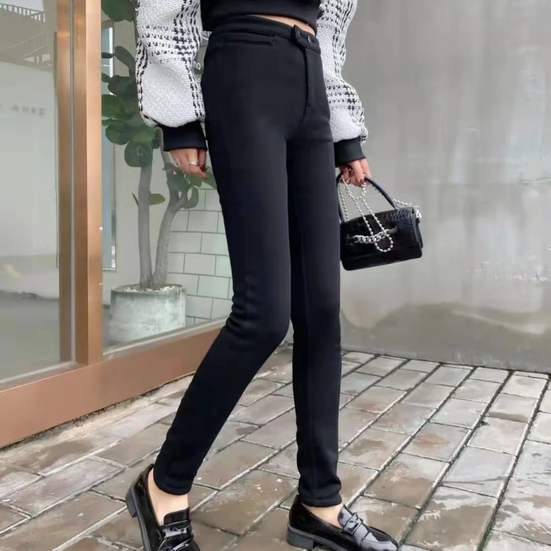 格姐家~6811-66微~加厚绒女士百搭小黑裤