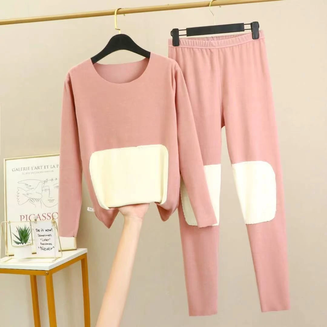 格姐家~【御寒神器】纯色加护女士保暖套装2551