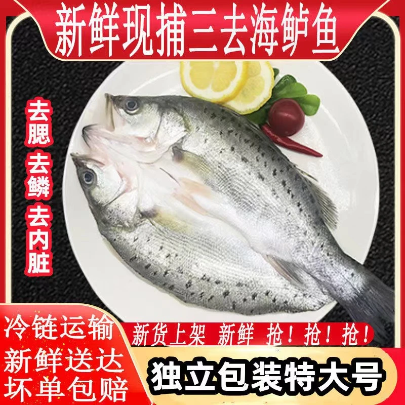 新鲜三去海鲈鱼开背海鲈鱼生鲜海鲜水产活鱼鲜制净重400g-500g/条