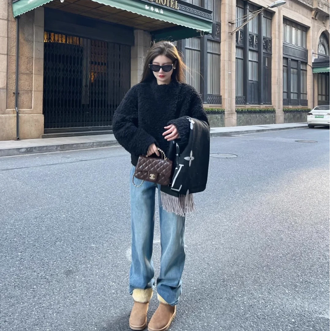 爆款2025新款秋冬宽松阔腿直筒休闲百搭显瘦垂坠感高腰牛仔裤女