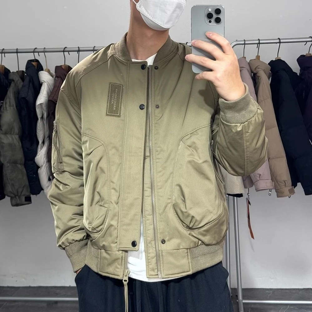 2024冬季新款宽松个性绣标多口袋羽绒服男时尚百搭休闲白鸭绒外套