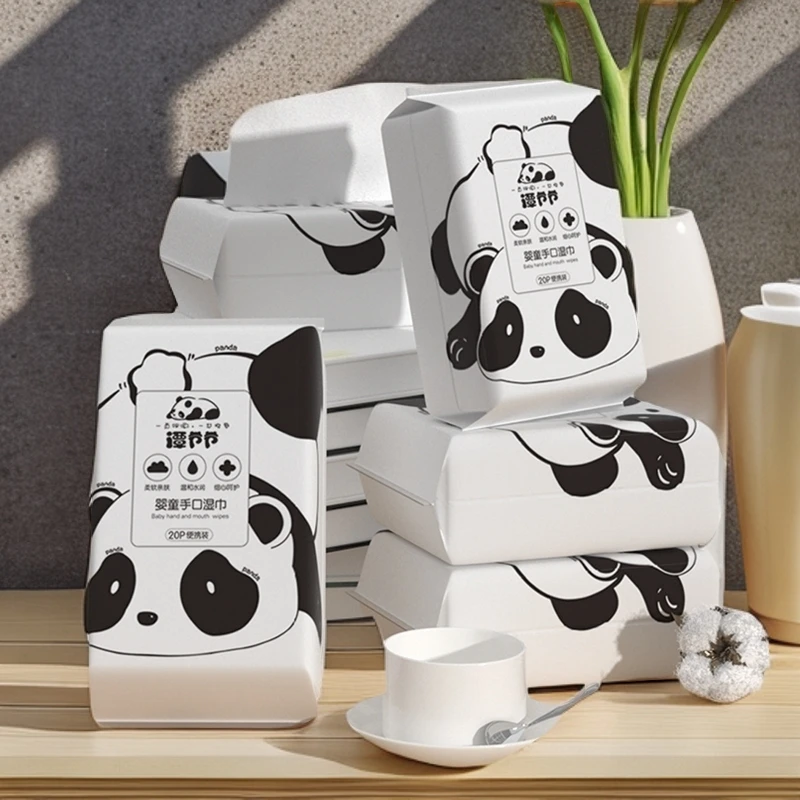 【福利品8包九点九】品牌推广熊猫花花婴儿湿巾加大加厚亲肤棉柔
