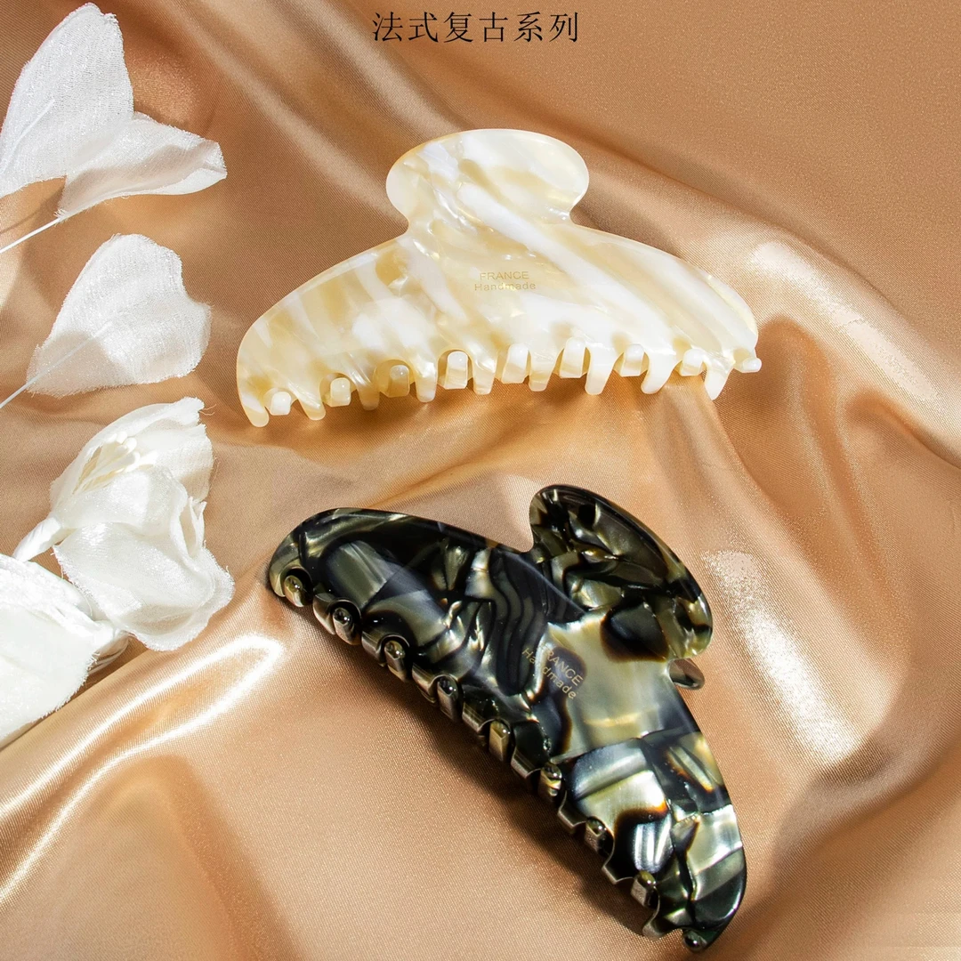 【定制】高质感明星定制进口贝壳醋酸抓夹鲨鱼夹发夹法式气质