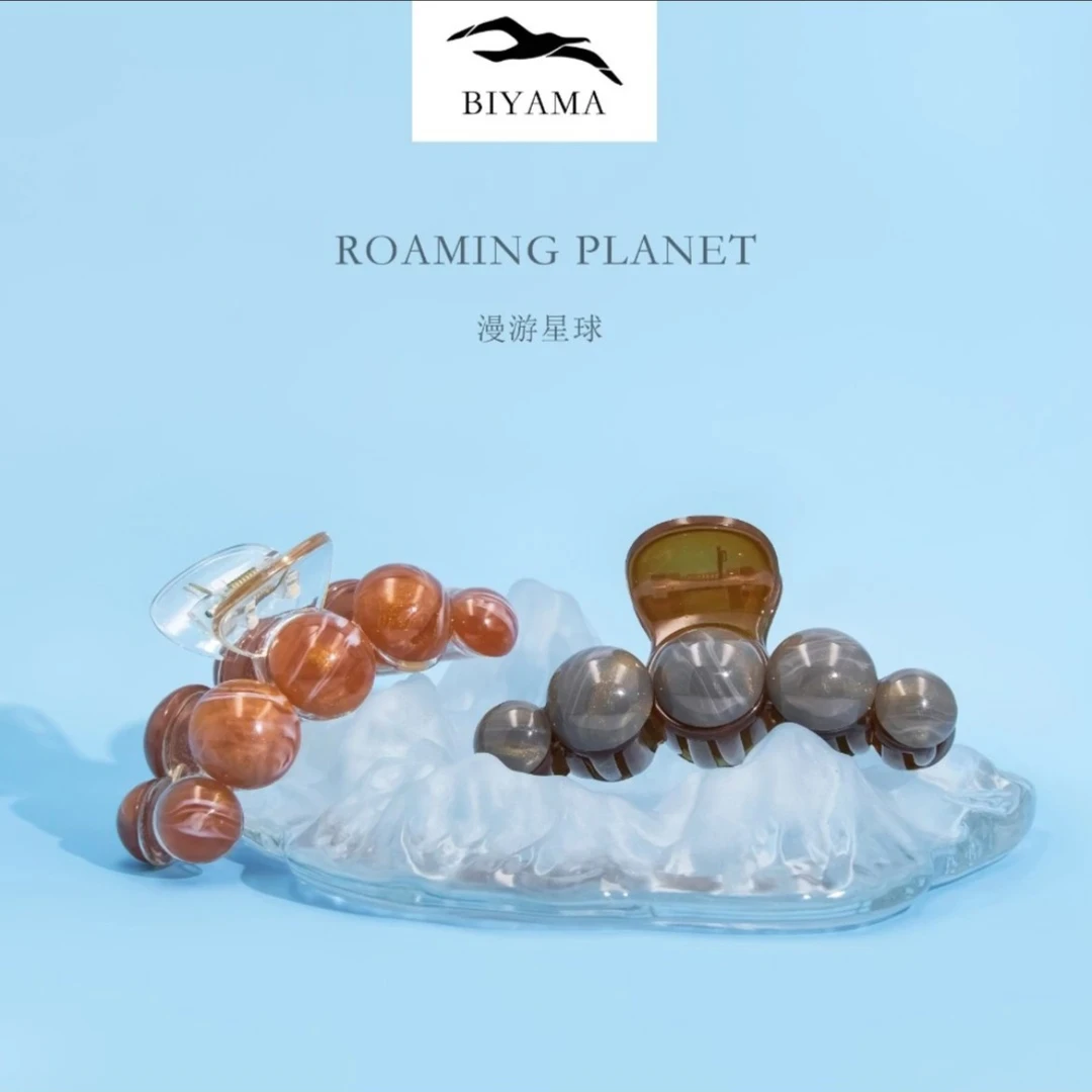 晕染星球韩版圆珠ins时尚发饰百搭新款鲨鱼夹复古抓夹法式
