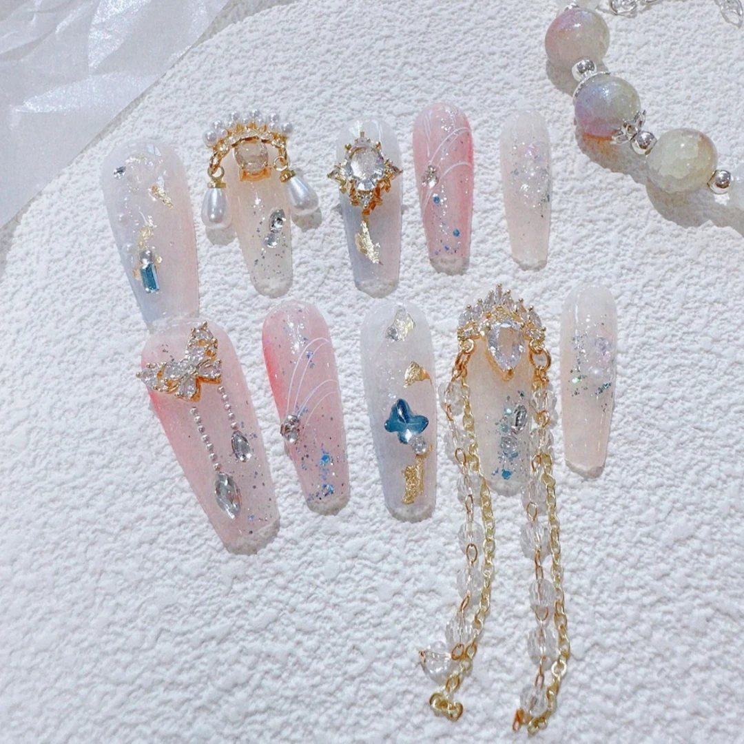 <花旦>纯手工满锆石穿戴甲奢华重工气质