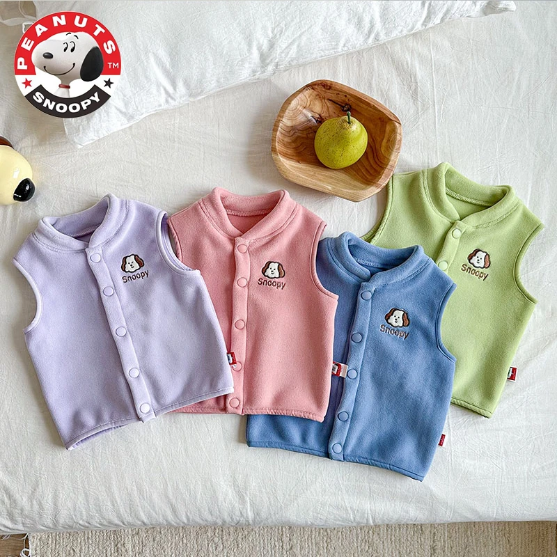 史努比奥粒绒儿童中小童男女童外穿马甲婴儿内穿保暖冬装宝宝上衣