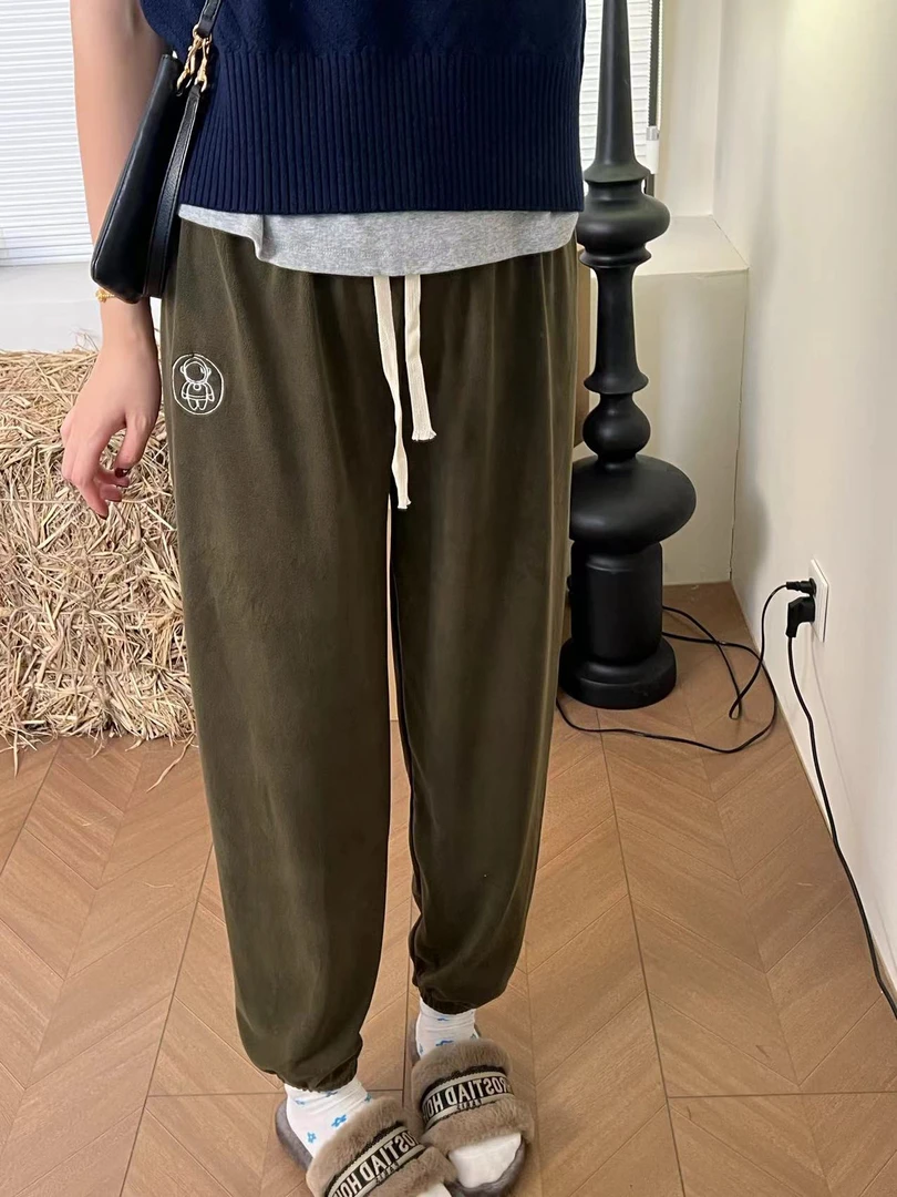 加绒女款运动卫裤秋冬加厚显瘦休闲束脚长裤百搭