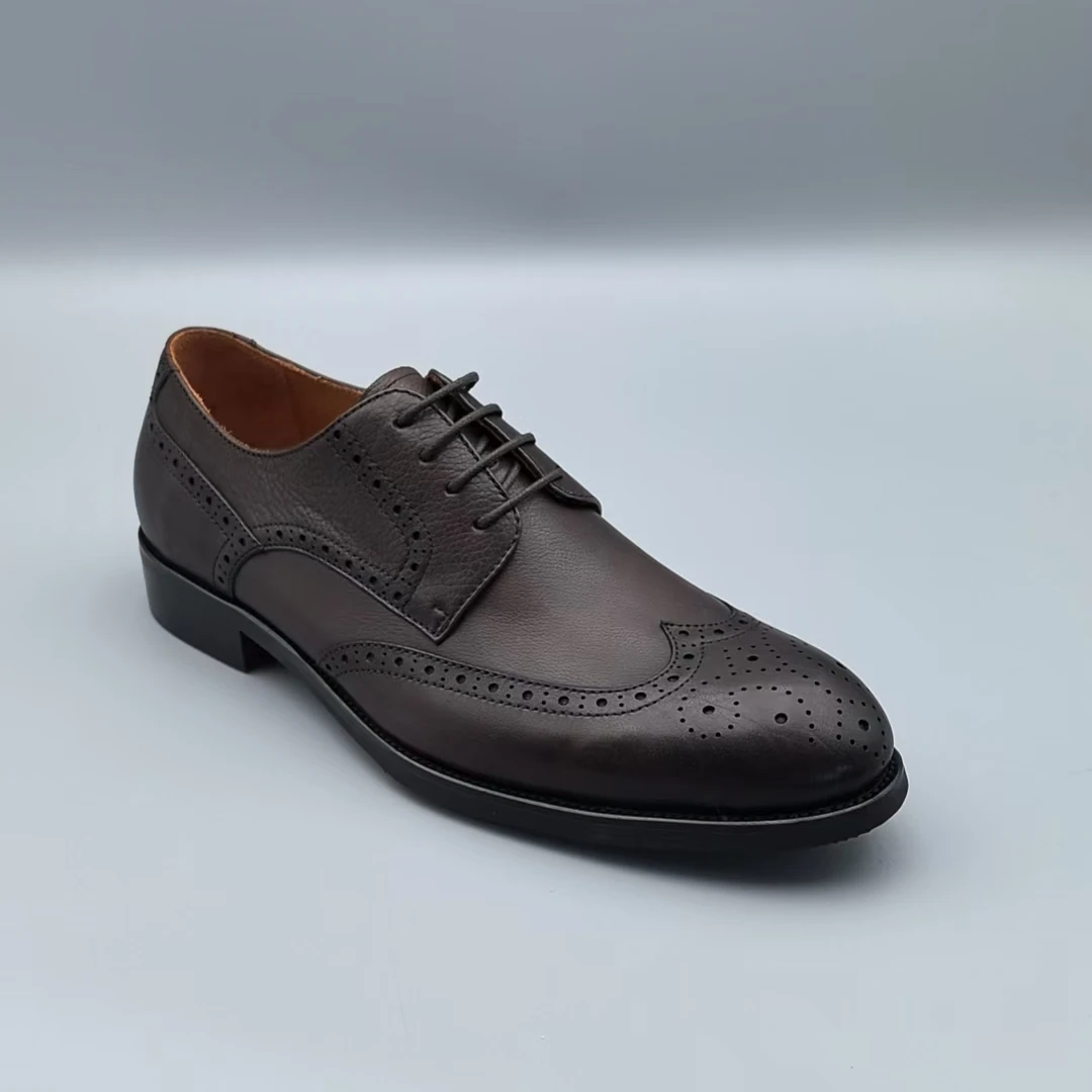 【托】新款轻质厚底系带男士真皮鞋休闲鞋2024320