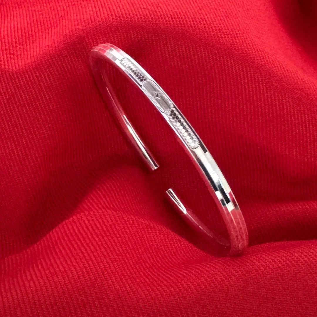 足银手镯 足银9999亮面幻彩手镯时尚光面简约百搭精美大气可调节