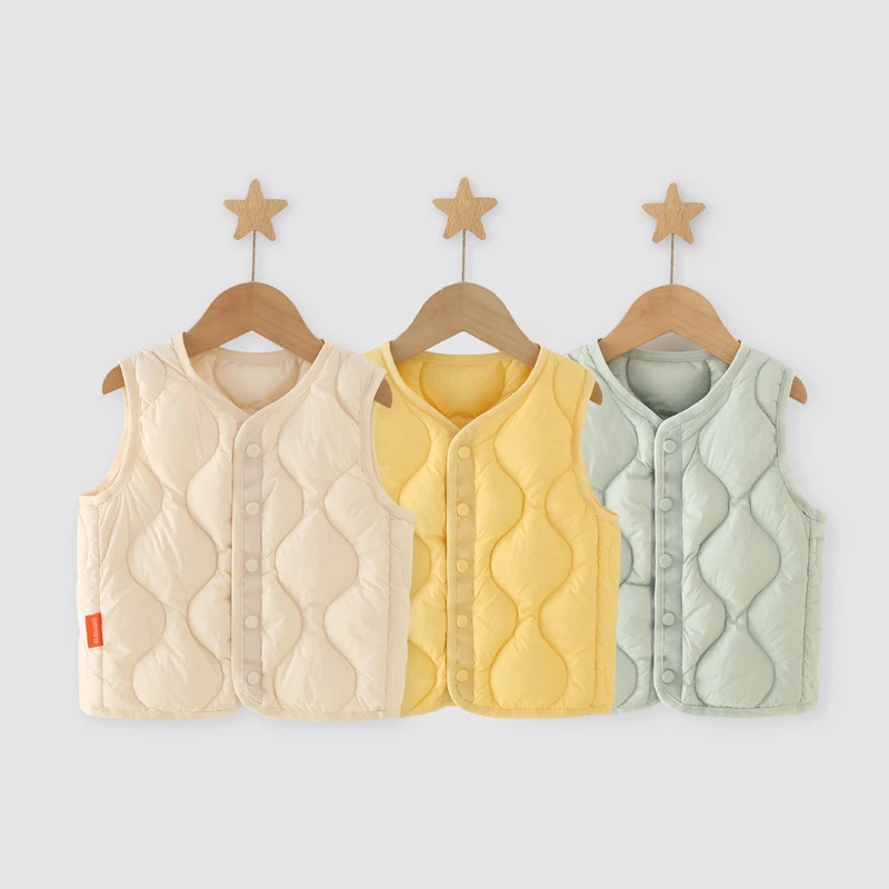 90%白鸭绒秋冬儿童羽绒服马甲女孩男女童轻薄背心韩内搭外穿保暖