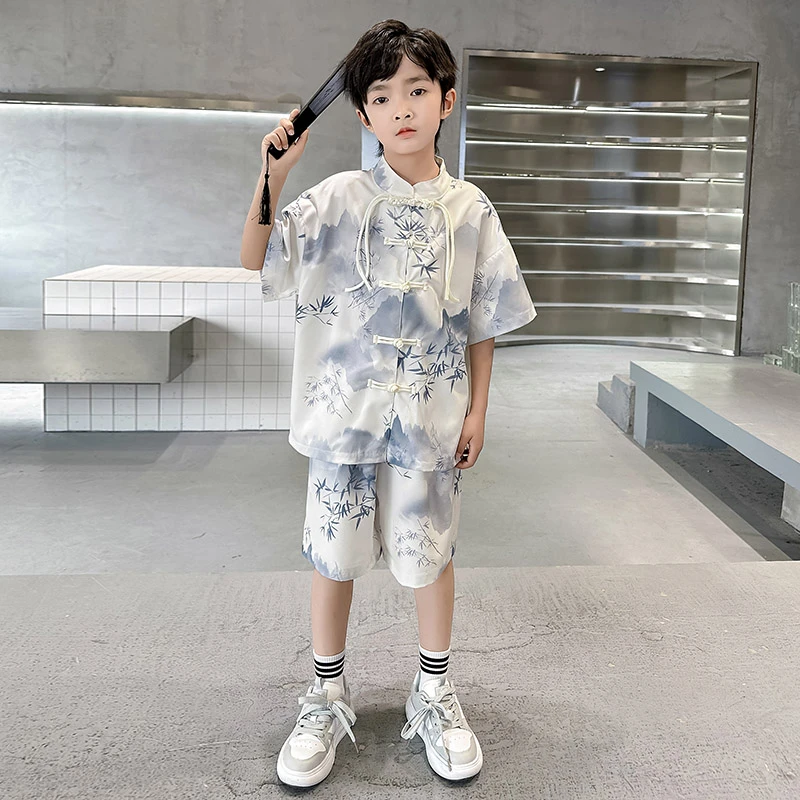 男童汉服套装2024新款夏季中大儿童装新中式唐装中国风夏装短袖潮