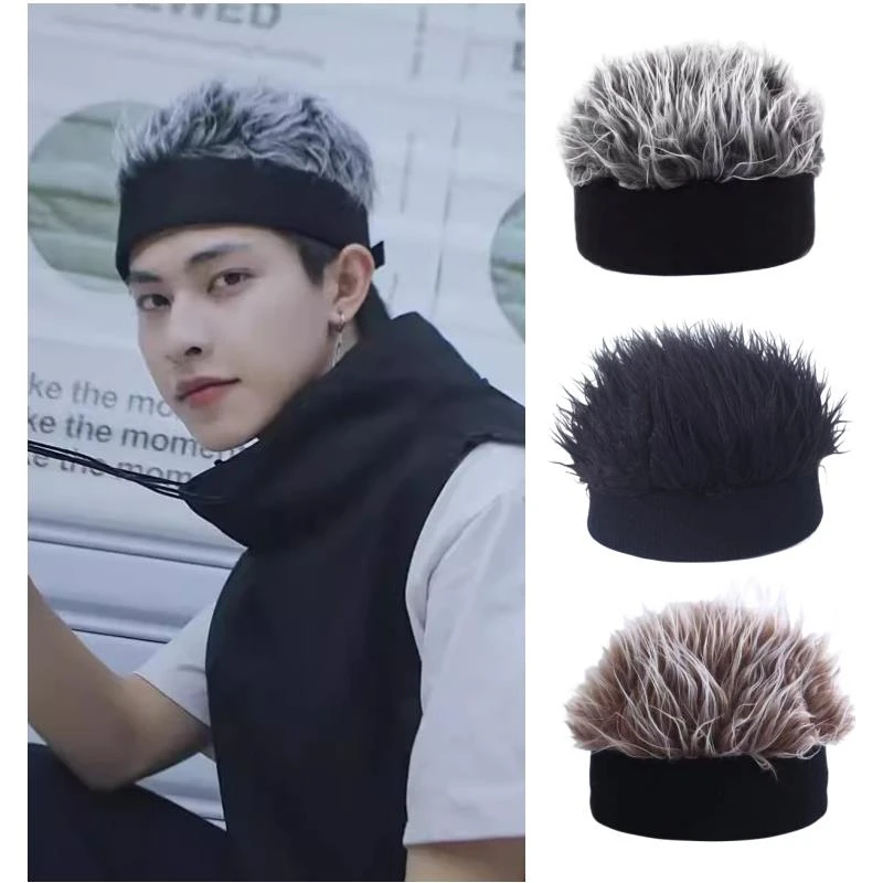 假发帽子男一体时尚夏天戴短发全头套男式街头嘻哈男士头顶流氓帽