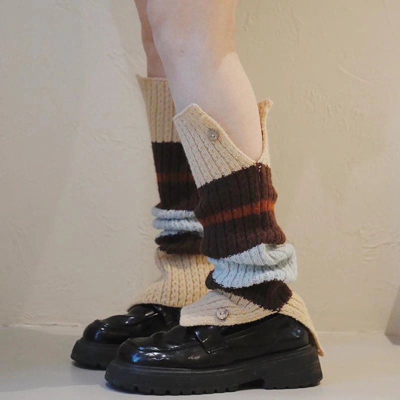 针织jk袜套袜子女白色长筒小腿袜腿套秋冬保暖Lolita堆堆袜洛丽塔