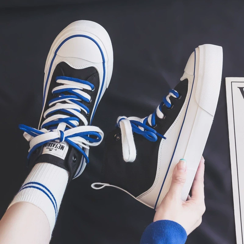 【D先森】夏季高帮小白鞋女2023新款百搭帆布鞋休闲板鞋配裙子