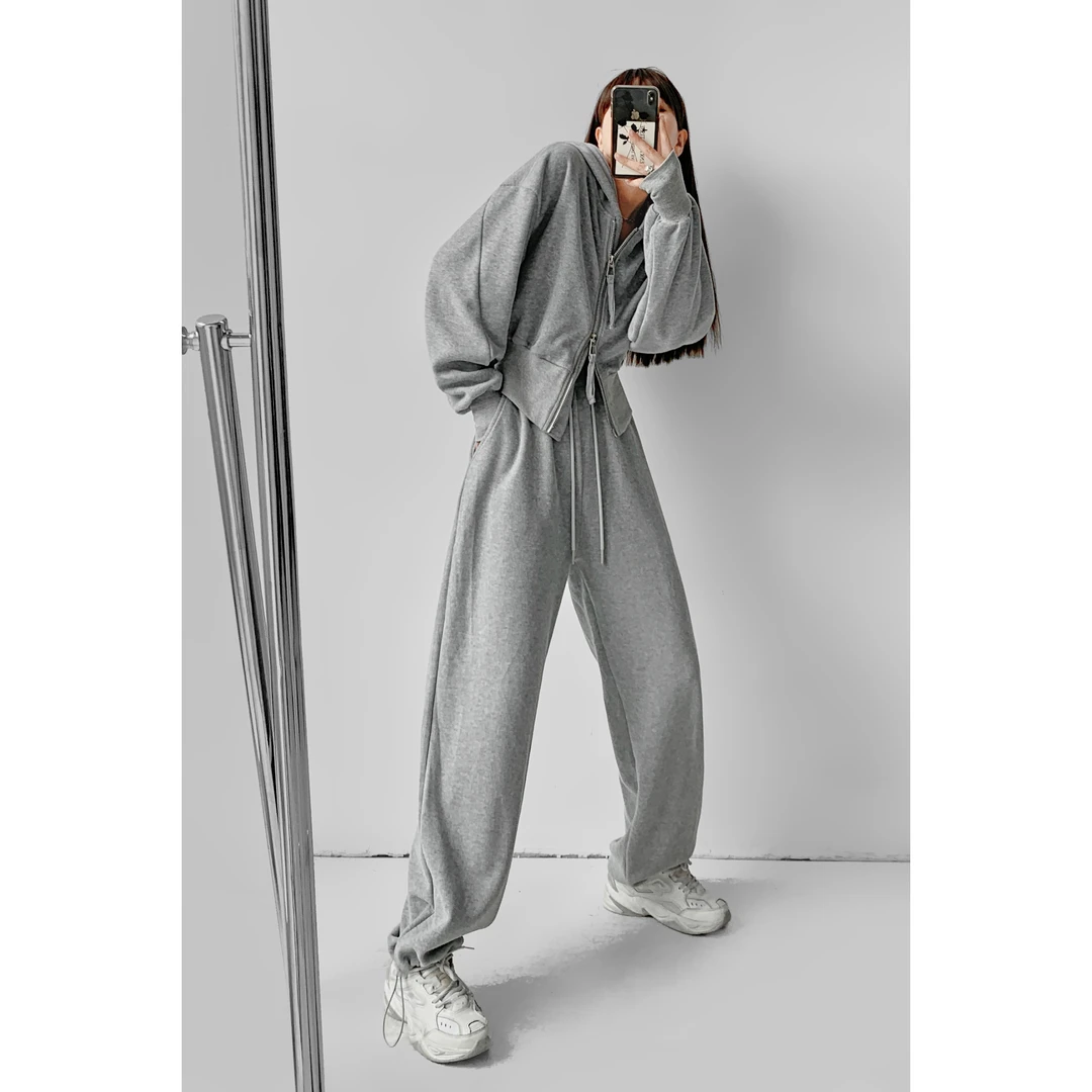 夏春茶欧美高街宽松运动裤女秋冬显瘦抽绳束脚裤辣妹街舞卫裤潮
