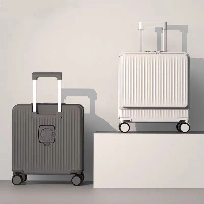 新款前开口行李箱男铝框拉杆箱女静音轮旅行箱学生密码18寸登机箱