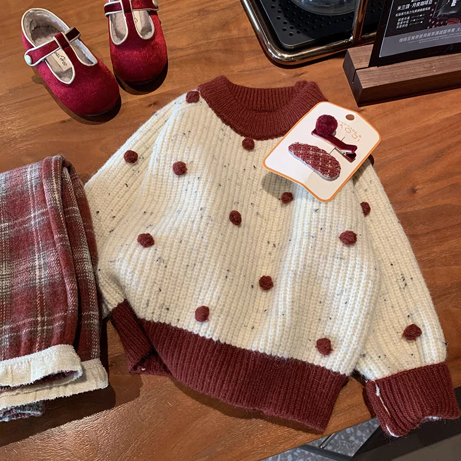 蛇年新款女童毛衣春季秋季儿童洋气加厚保暖女宝宝针织打底衫冬装