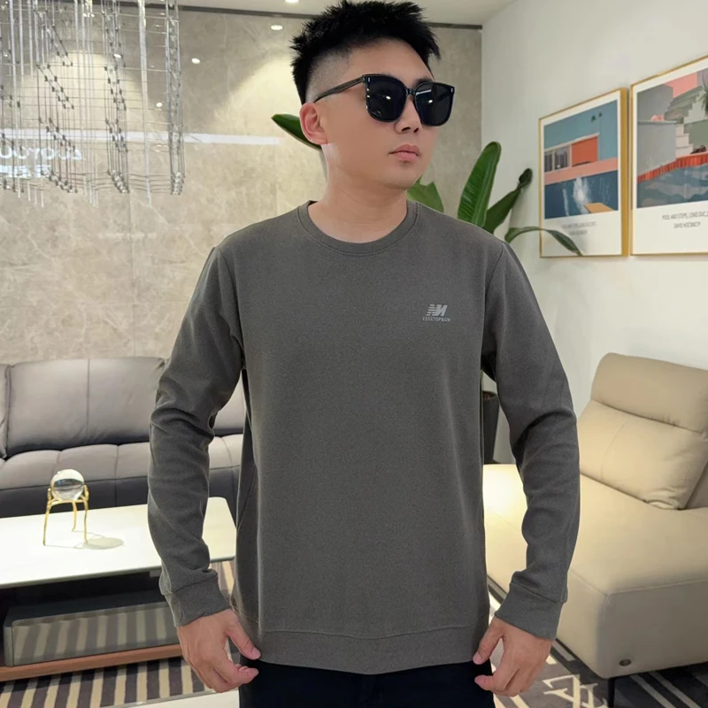 秋季长袖加绒圆领T恤北欧绒保暖打底卫衣秋季套头男上衣