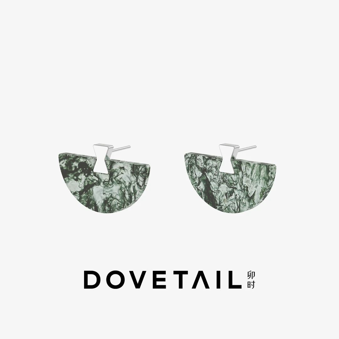DOVETAIL 925银树脂耳饰 折扇经典燕尾榫 银色水草