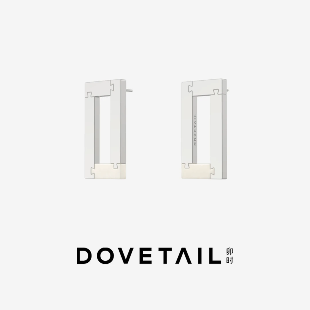 DOVETAIL 925银树脂耳饰 条框经典燕尾榫 银色白色 独立设计