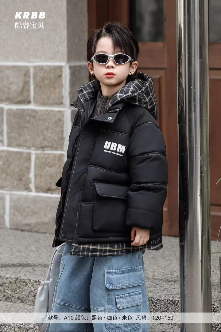 XA101格子拼接冬季加棉加厚休闲棉服