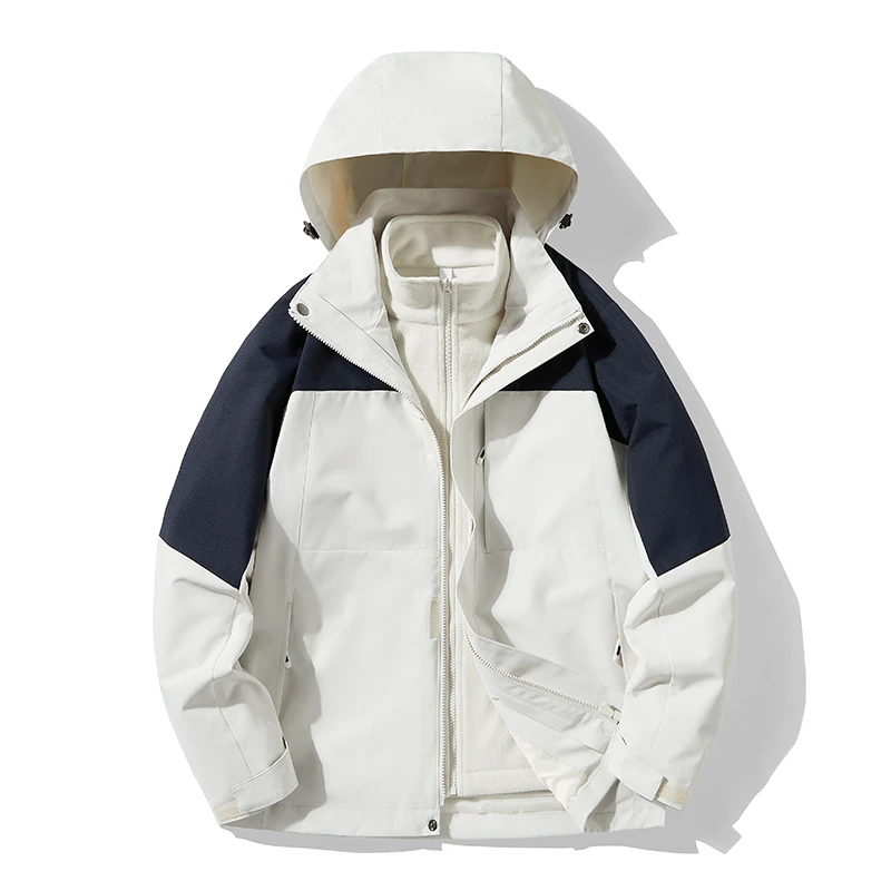 插色款【两件套】冲锋衣外套户外旅游加绒加厚保暖秋冬软壳外套男女