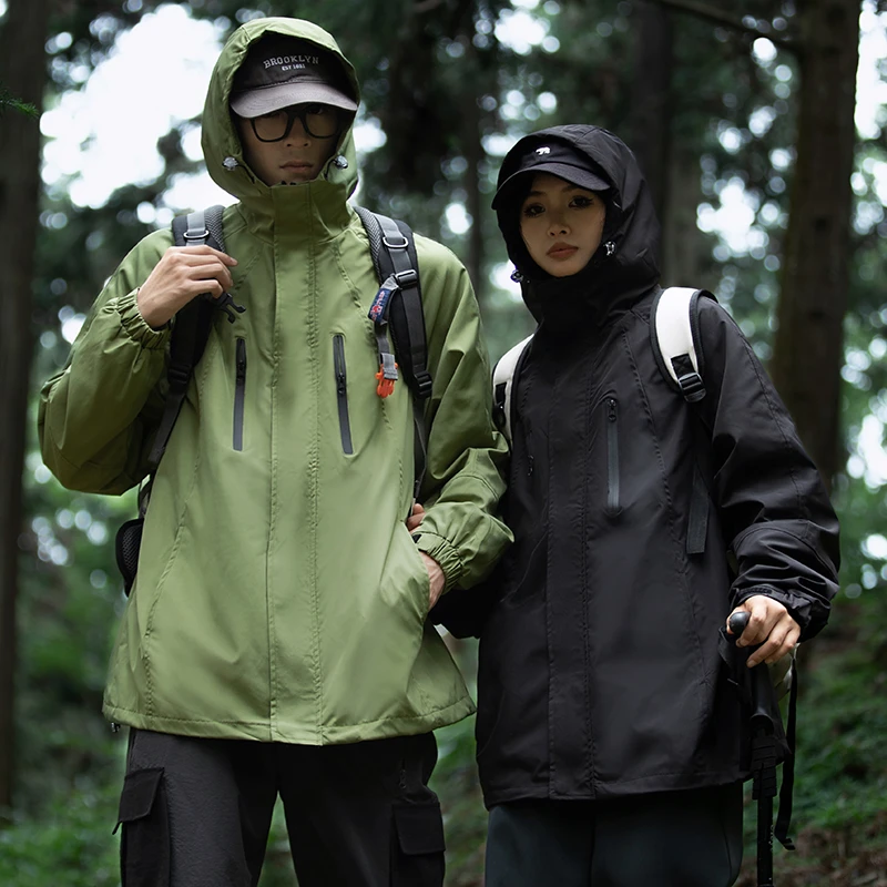 蕉下柠檬冲锋衣情侣款秋冬新品宽松防水防风运动连帽户外夹克外套
