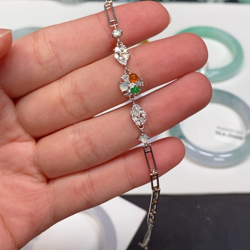 【闪购商品】翡翠手链银S925镶嵌陈*尘