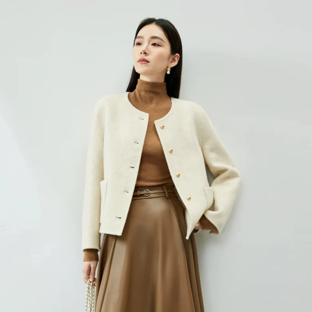 【工厂直销】秋冬8082韩款宽松气质时尚通勤百搭双面小香外套