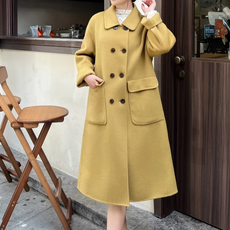 【源头工厂直销】秋冬8099韩款宽松气质时尚通勤百搭双面羊毛大衣