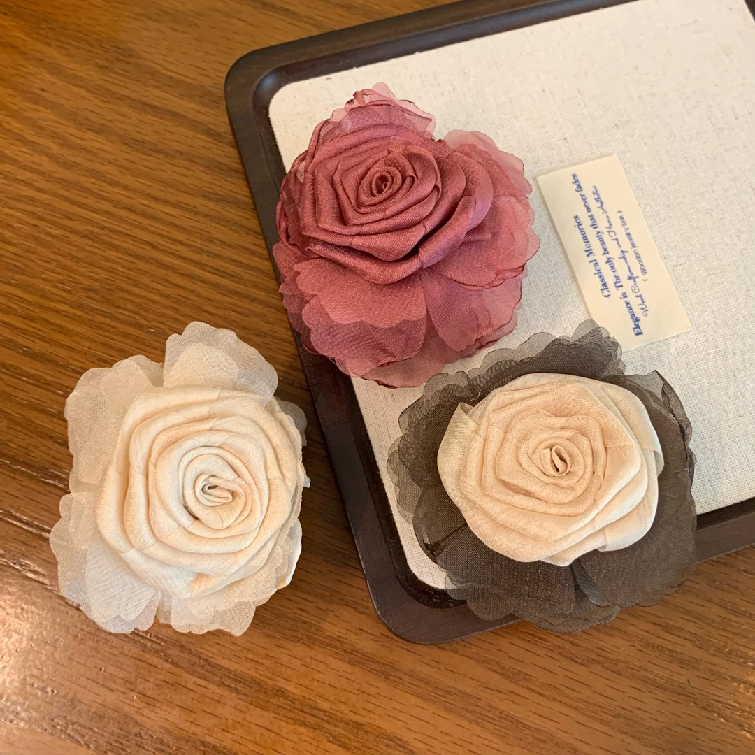 三色小香风发夹花朵发夹