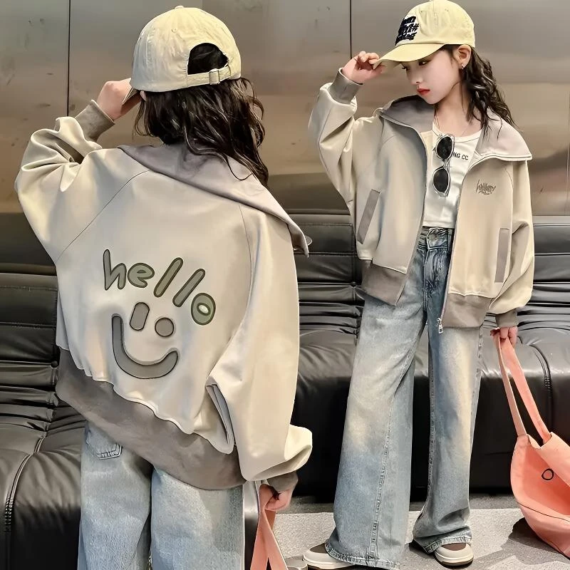 女童外套春秋款休闲时尚棒球服洋气运动风春季时髦卫衣中大童韩版