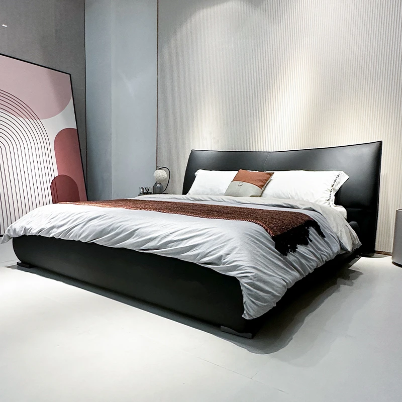 高定床极简床轻奢主卧婚床黑色双人床卧室大床