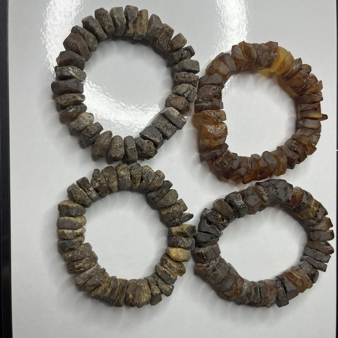 H200 九曲灵元双元素翳珀琥珀原石手串-卡14-16左右多样性发其一