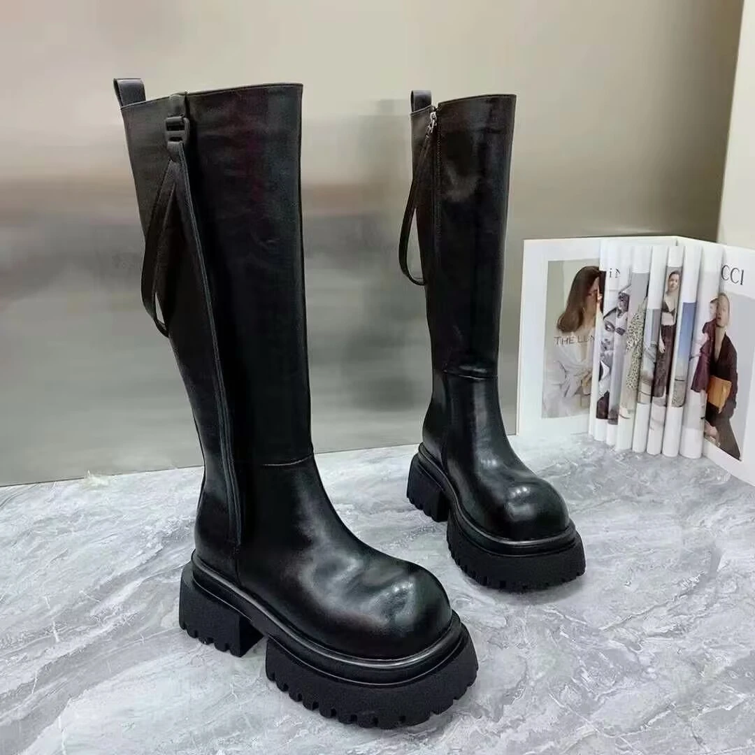 增高显瘦洋气长靴女2024秋冬新款松糕厚底高筒骑士靴不过膝长筒靴