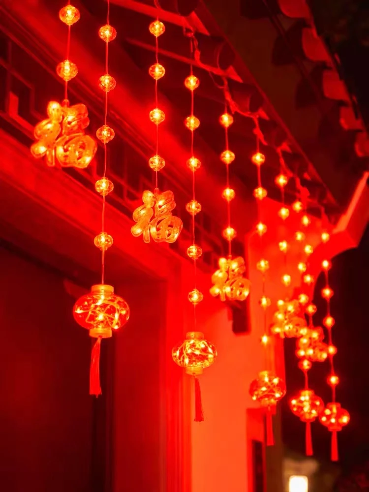 【五福临门】25年春节福字窗帘灯防冻防水爆闪爆亮
