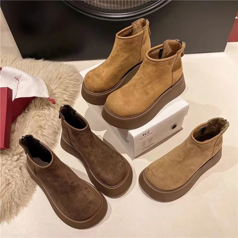 【现货-薄绒厚绒合集】厚底雪地靴加绒加厚气质网红新款短靴时尚