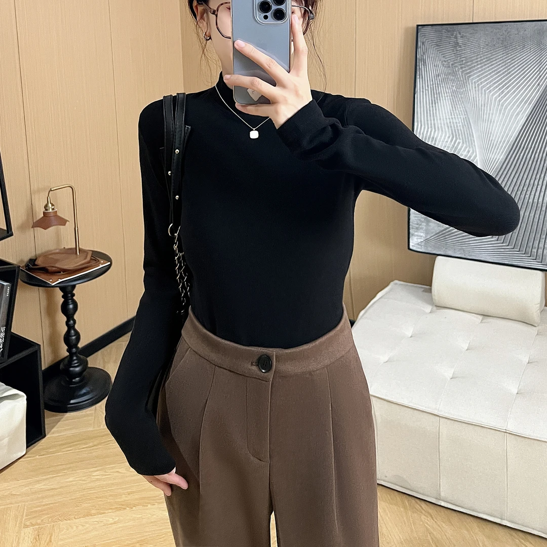 【小立领】半高领女秋冬季新款长袖T恤内搭套头上衣显瘦百搭