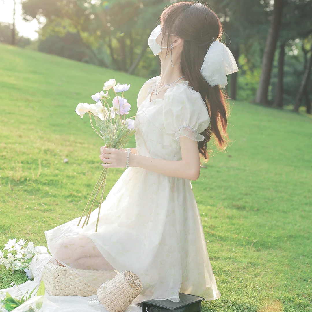 花崎鹿原创芭蕾纯欲甜美少女连衣裙高级感丽丝少女公主裙蓬蓬裙