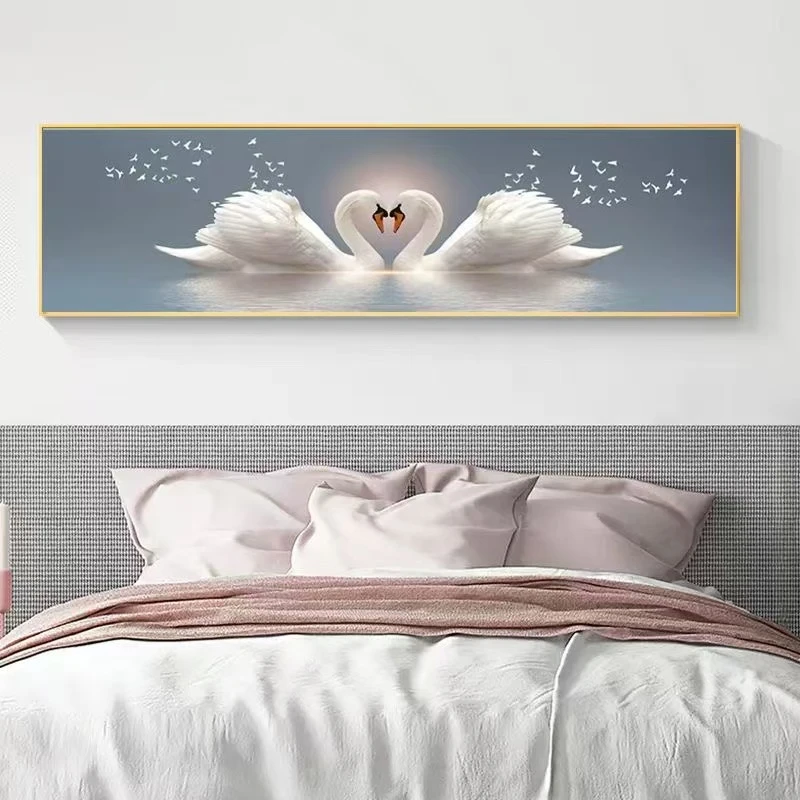 床头画A001轻奢现代天鹅卧室床头装饰画主卧温馨现代简约装饰挂画