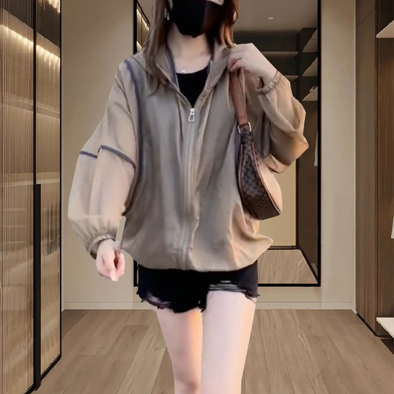 防晒衣女2025新款户外薄款百搭休闲大码宽松显瘦防晒服外套上衣女